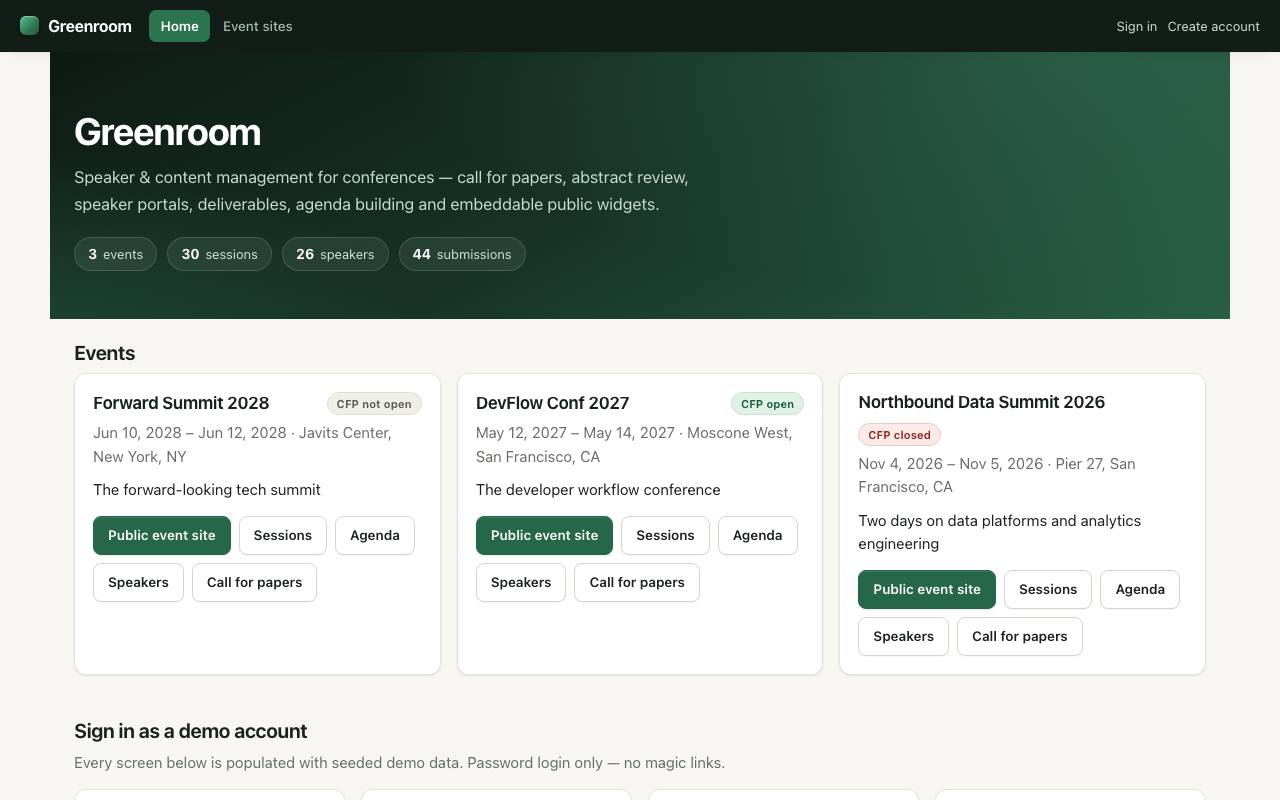 Homepage thumbnail for Greenroom Events