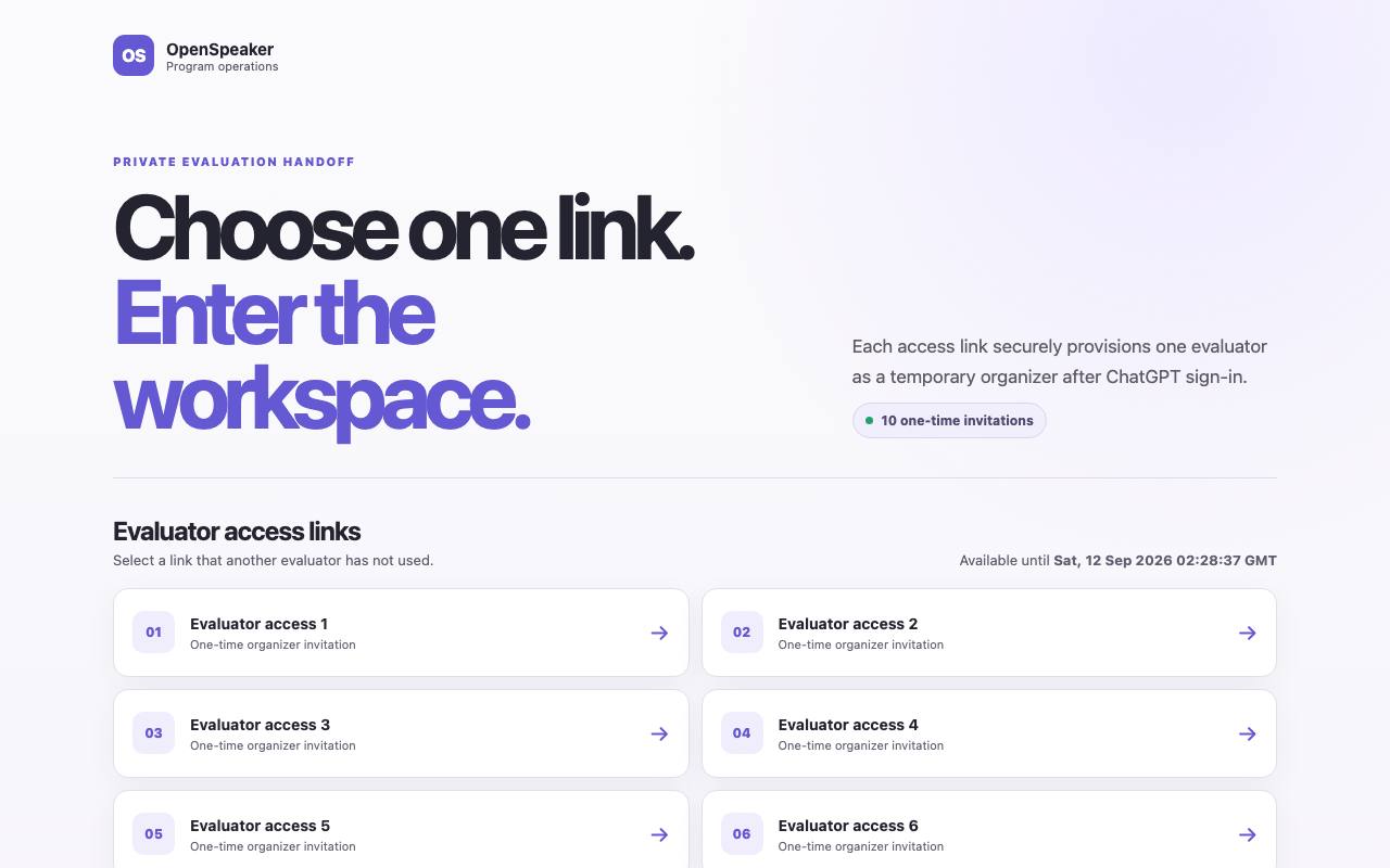 Homepage thumbnail for OpenSpeaker evaluator access