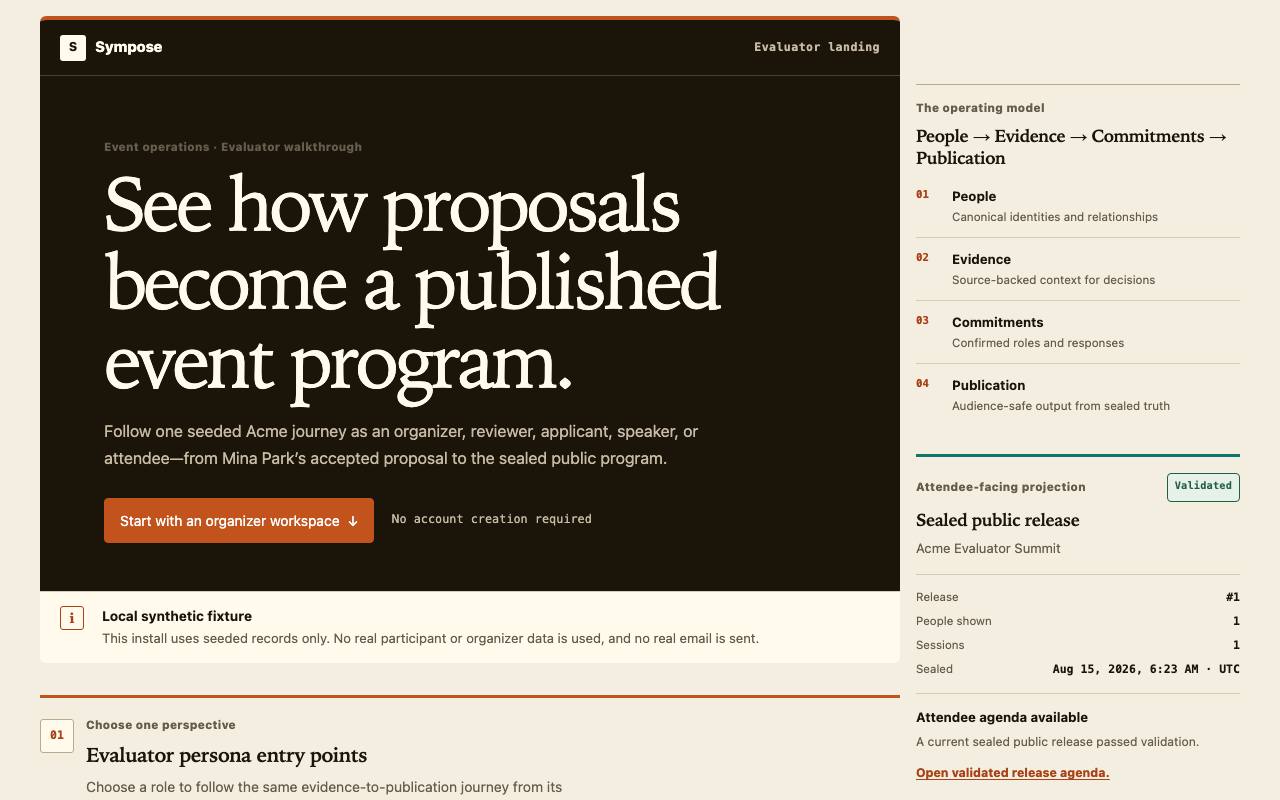 Homepage thumbnail for Sympose MVP